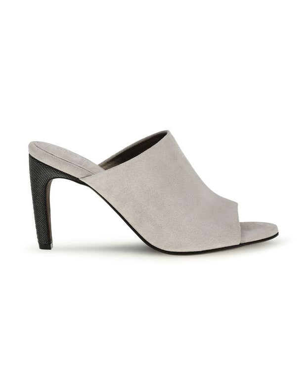 Brunello Cucinelli Gray Calf Leather Bos Taurus Mules Glam Steals
