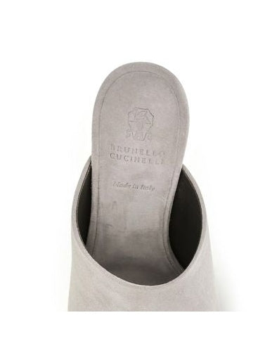 Brunello Cucinelli Gray Calf Leather Bos Taurus Mules Glam Steals