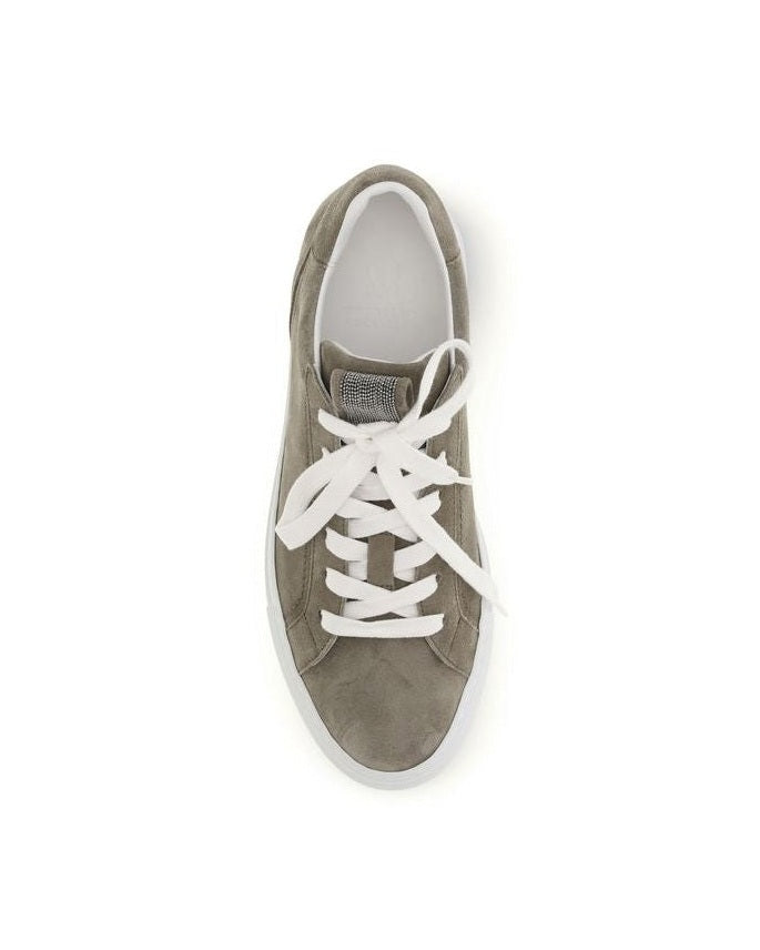 Brunello Cucinelli Gray Calf Leather Bos Taurus Sneakers Glam Steals