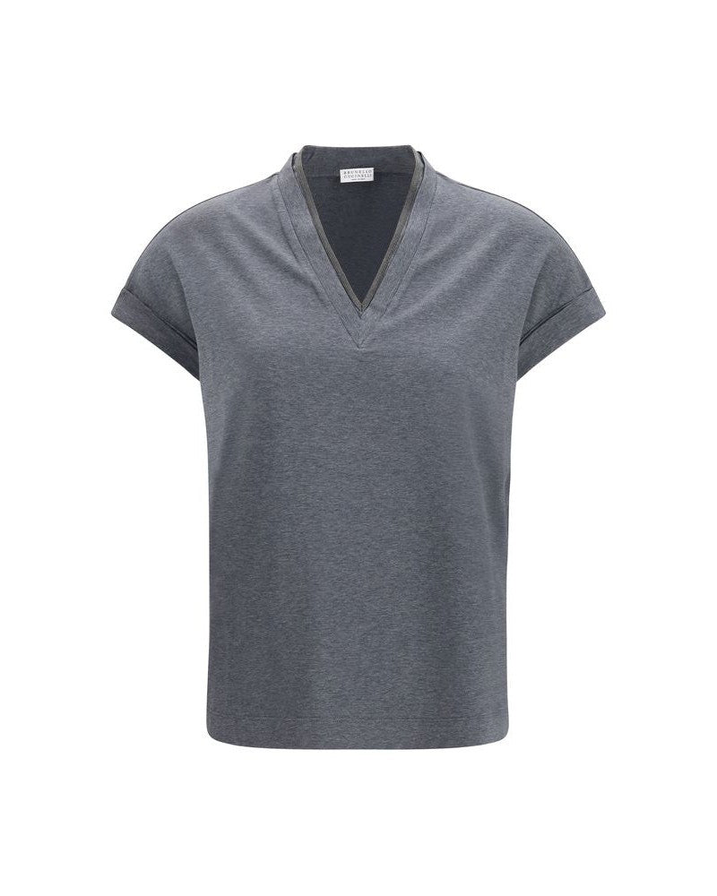 Brunello Cucinelli Gray Cotton T-shirt Glam Steals