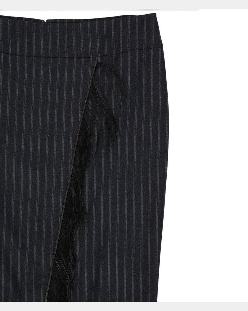 Brunello Cucinelli Gray Virgin Wool Midi Skirt Glam Steals