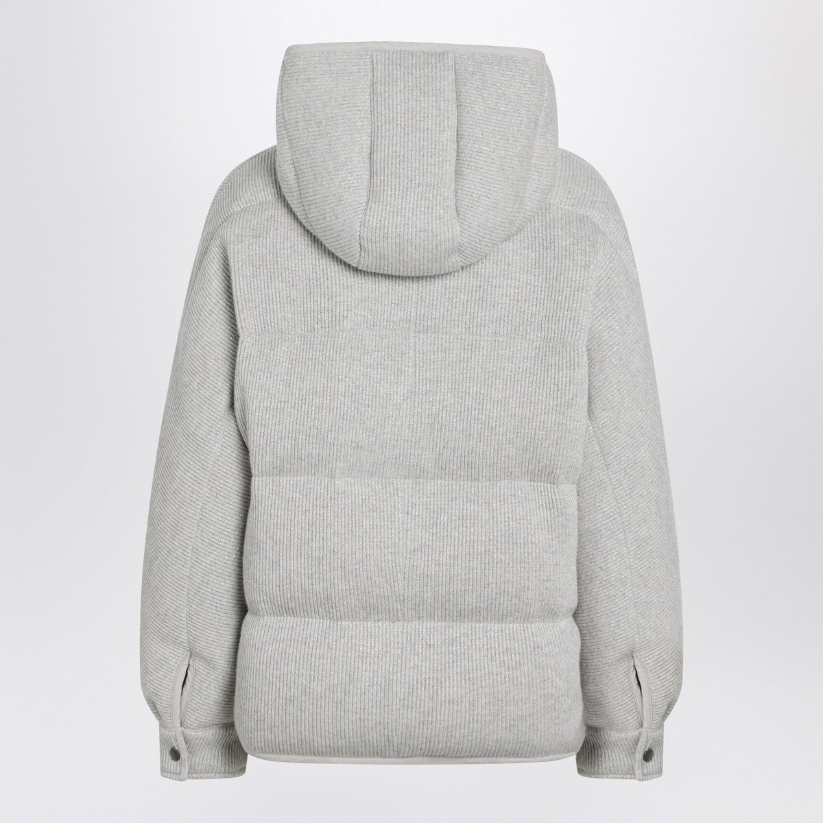 Brunello Cucinelli Greige Down Jacket in Cashmere Knit Glam Steals