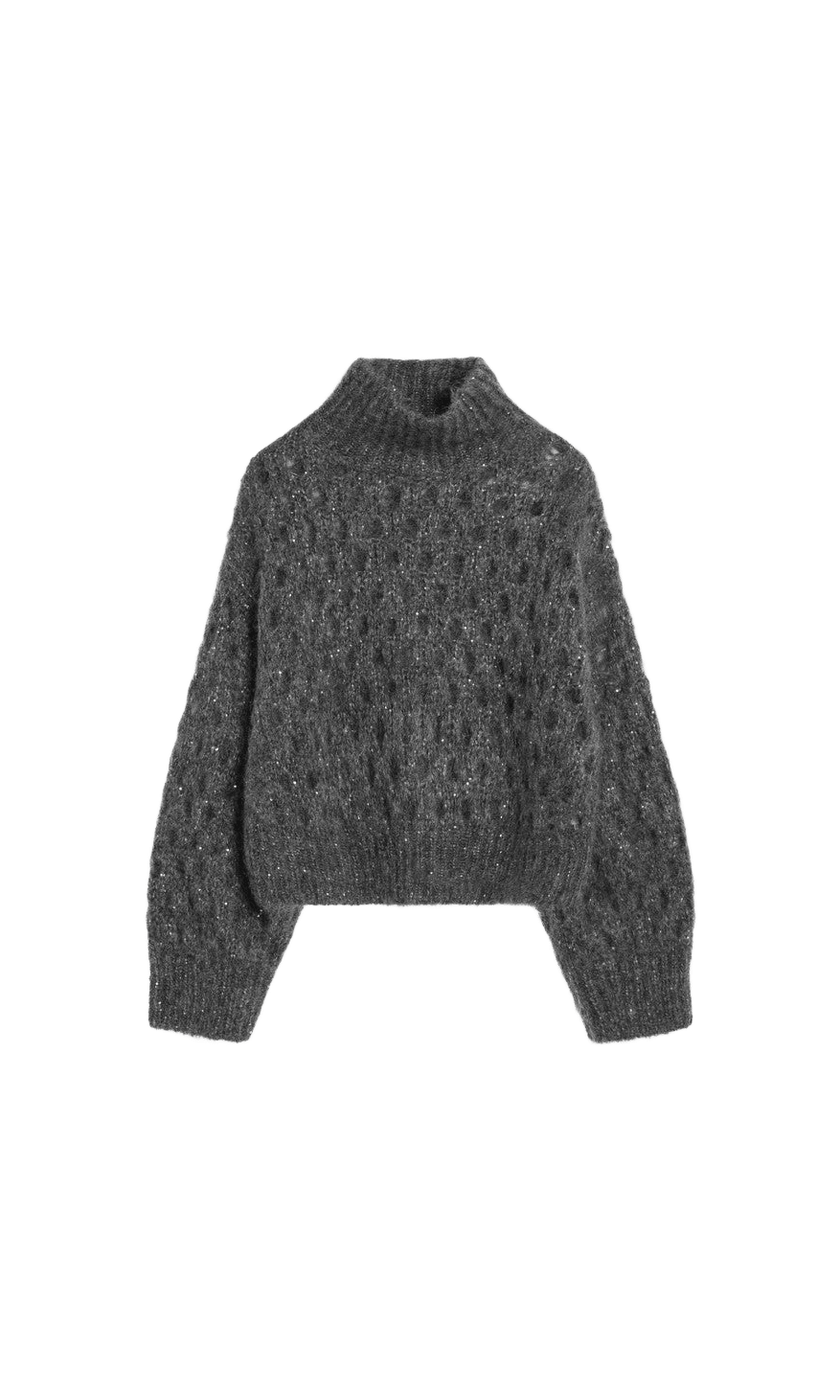 Brunello Cucinelli Grey Openwork Turtleneck Sweater Glam Steals
