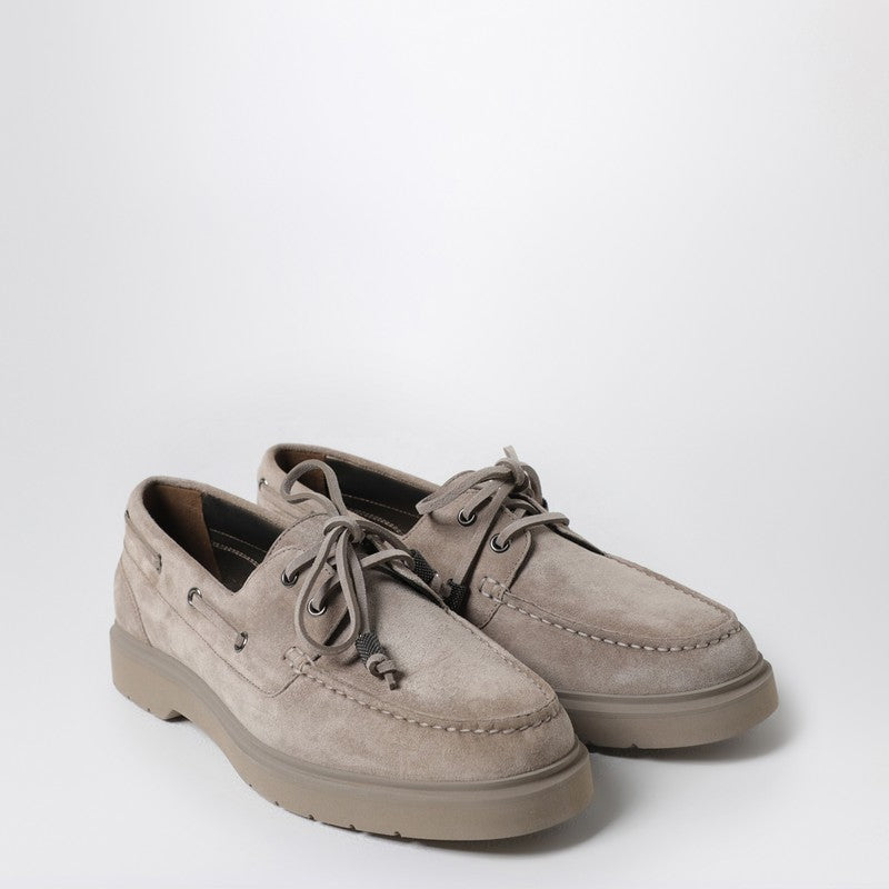Brunello Cucinelli Grey Suede Taupe Boat Loafer Glam Steals