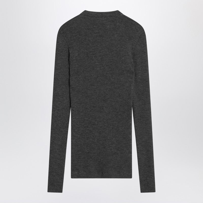 Brunello Cucinelli Grey Wool Dark Ribbed Sweater Glam Steals