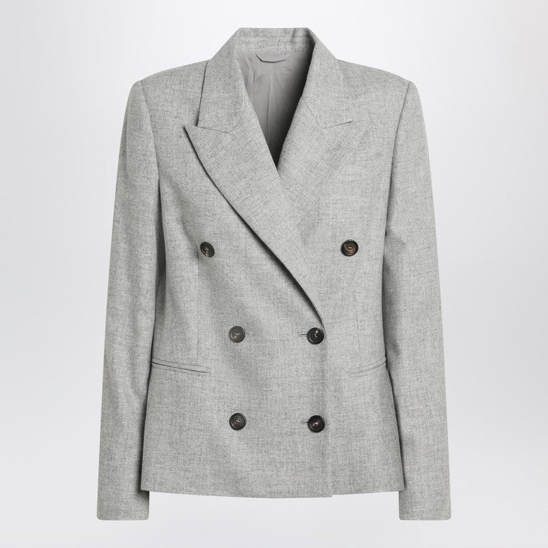 Brunello Cucinelli Grey Wool Double Breasted Jacket Glam Steals