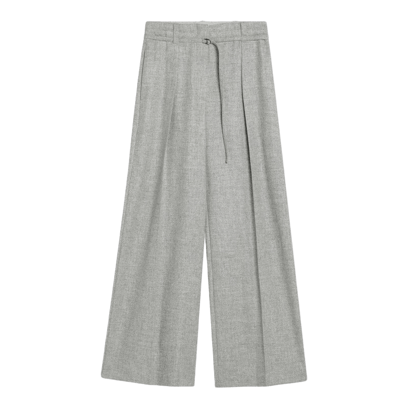Brunello Cucinelli Grey Wool Wide Trouser in Cashmere Glam Steals
