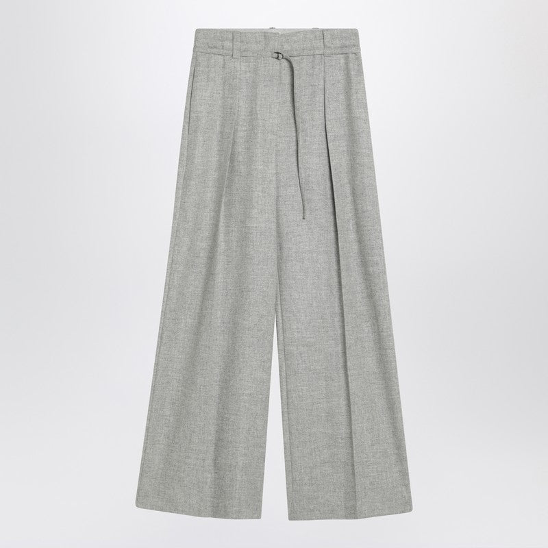Brunello Cucinelli Grey Wool Wide Trouser in and Cashmere Glam Steals