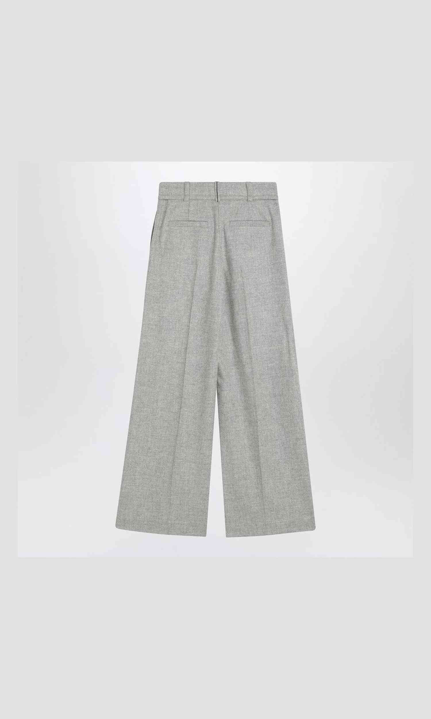 Brunello Cucinelli Grey Wool Wide Trouser in and Cashmere Glam Steals