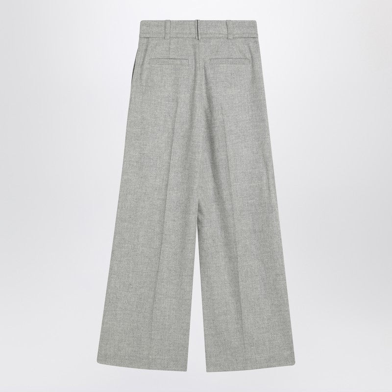 Brunello Cucinelli Grey Wool Wide Trouser in and Cashmere Glam Steals
