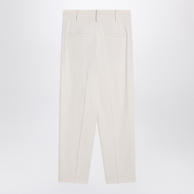 Brunello Cucinelli Ivory Trouser in Viscose Glam Steals