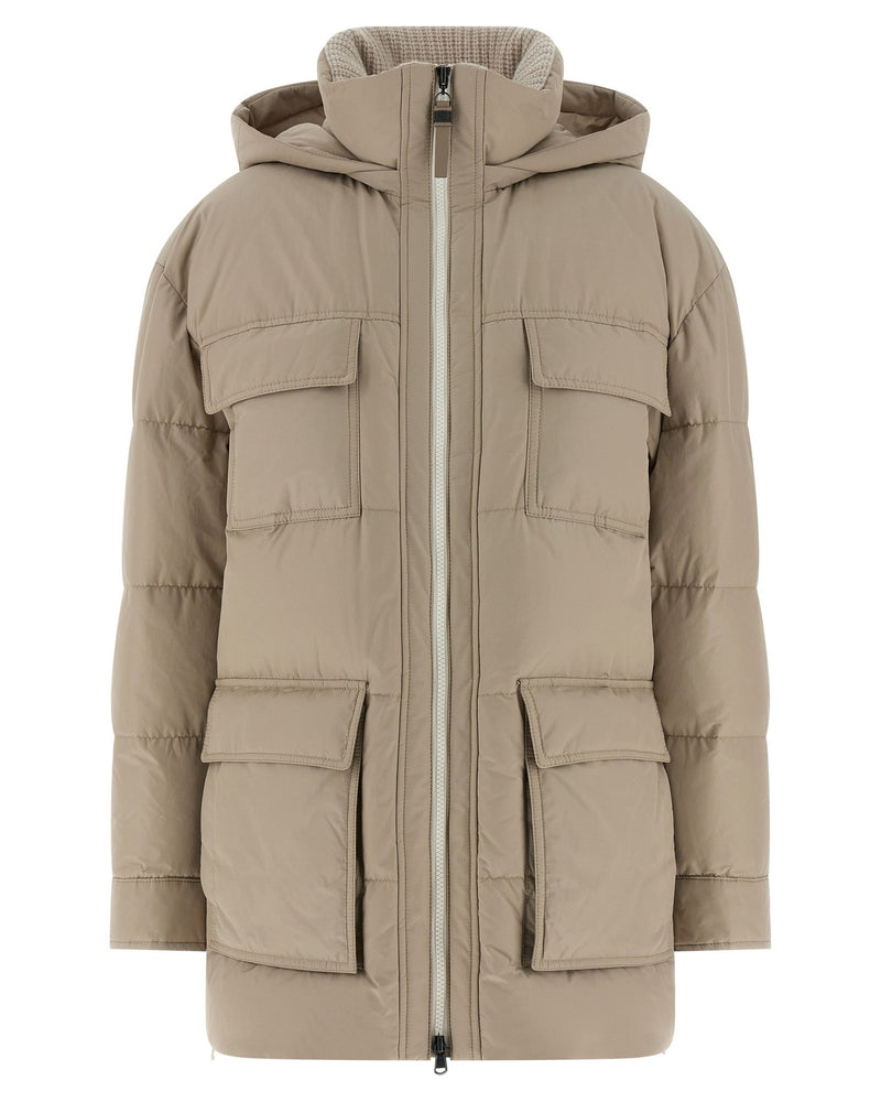Brunello Cucinelli Knitted Neck Down Jacket Glam Steals