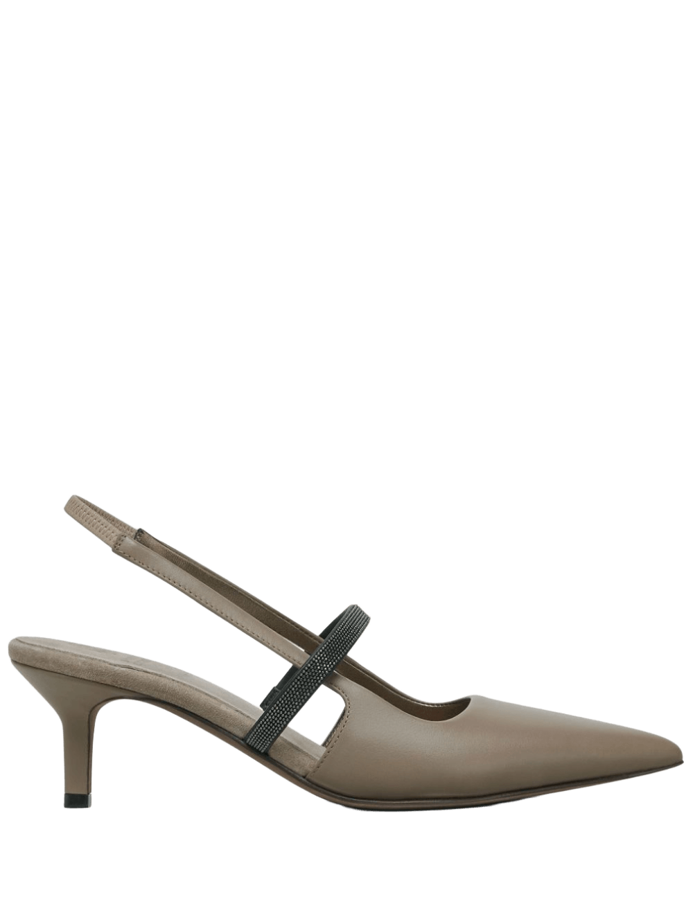 Brunello Cucinelli Leather City Heels in Nappa with Shiny Strap Glam Steals