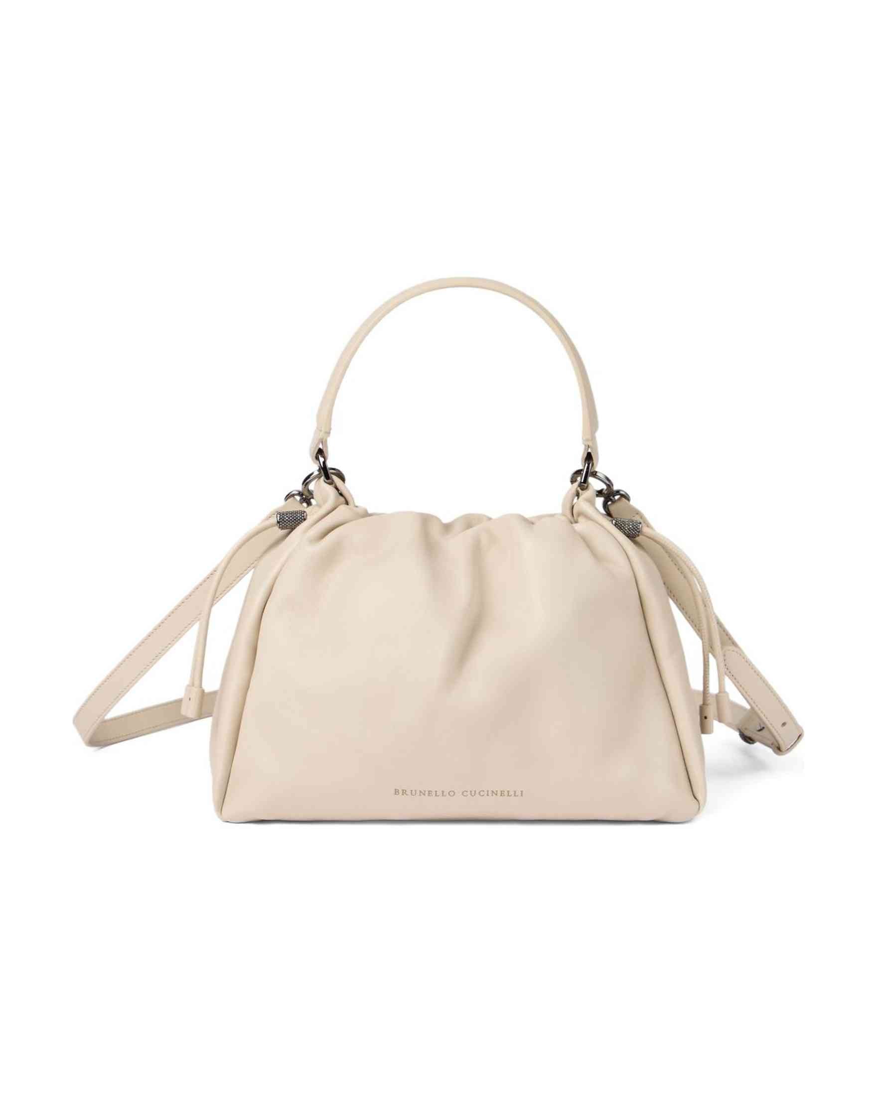 Brunello Cucinelli Leather Mellow Small Bucket Bag in Soft with Monili Glam Steals