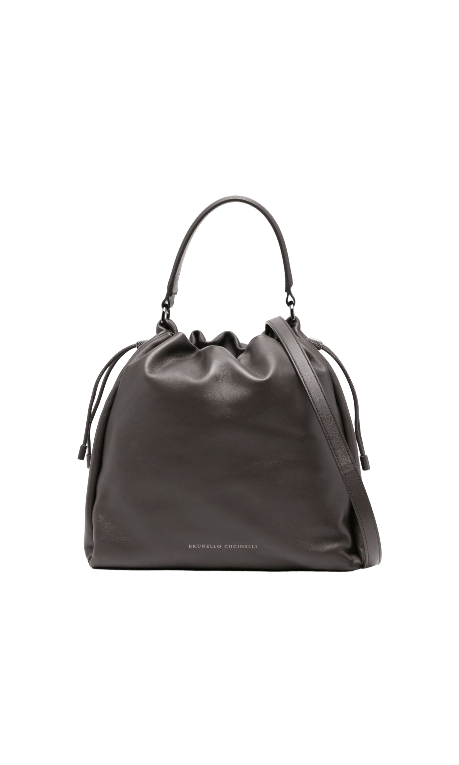Brunello Cucinelli Leather Mellow Small Bucket Bag In Soft With Monili Glam Steals