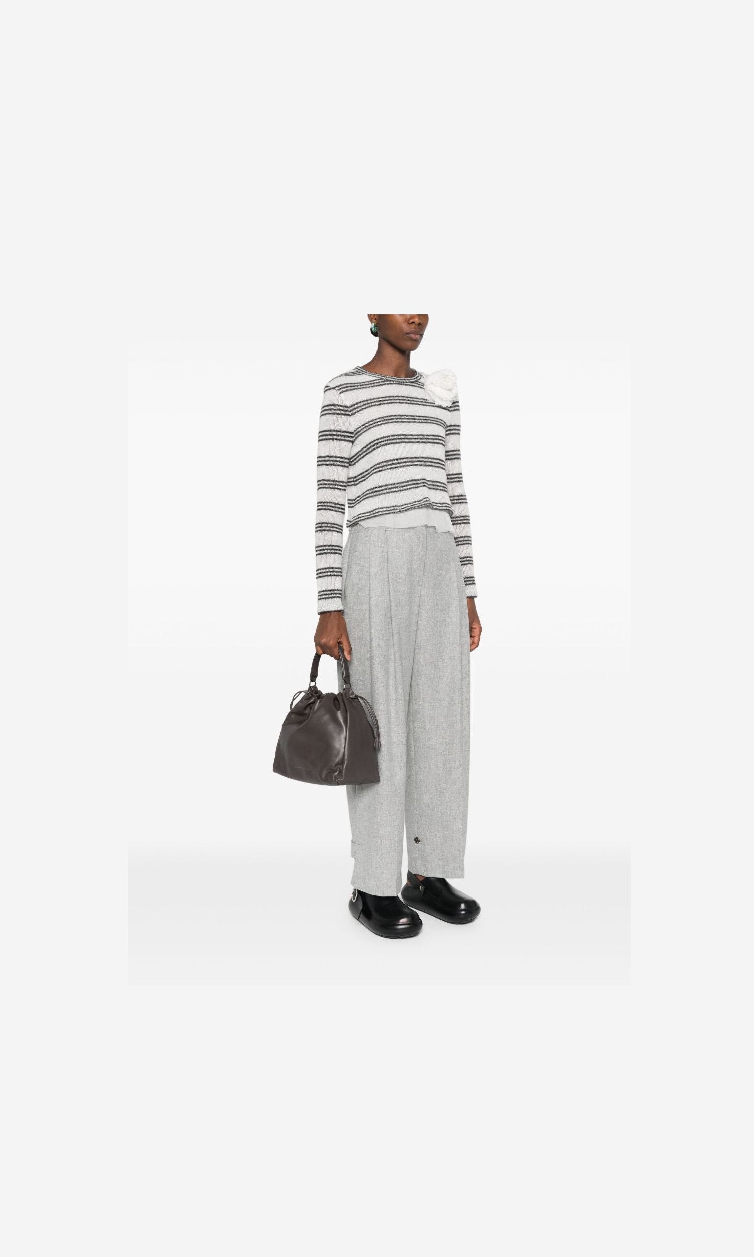 Brunello Cucinelli Leather Mellow Small Bucket Bag in Soft with Monili Glam Steals