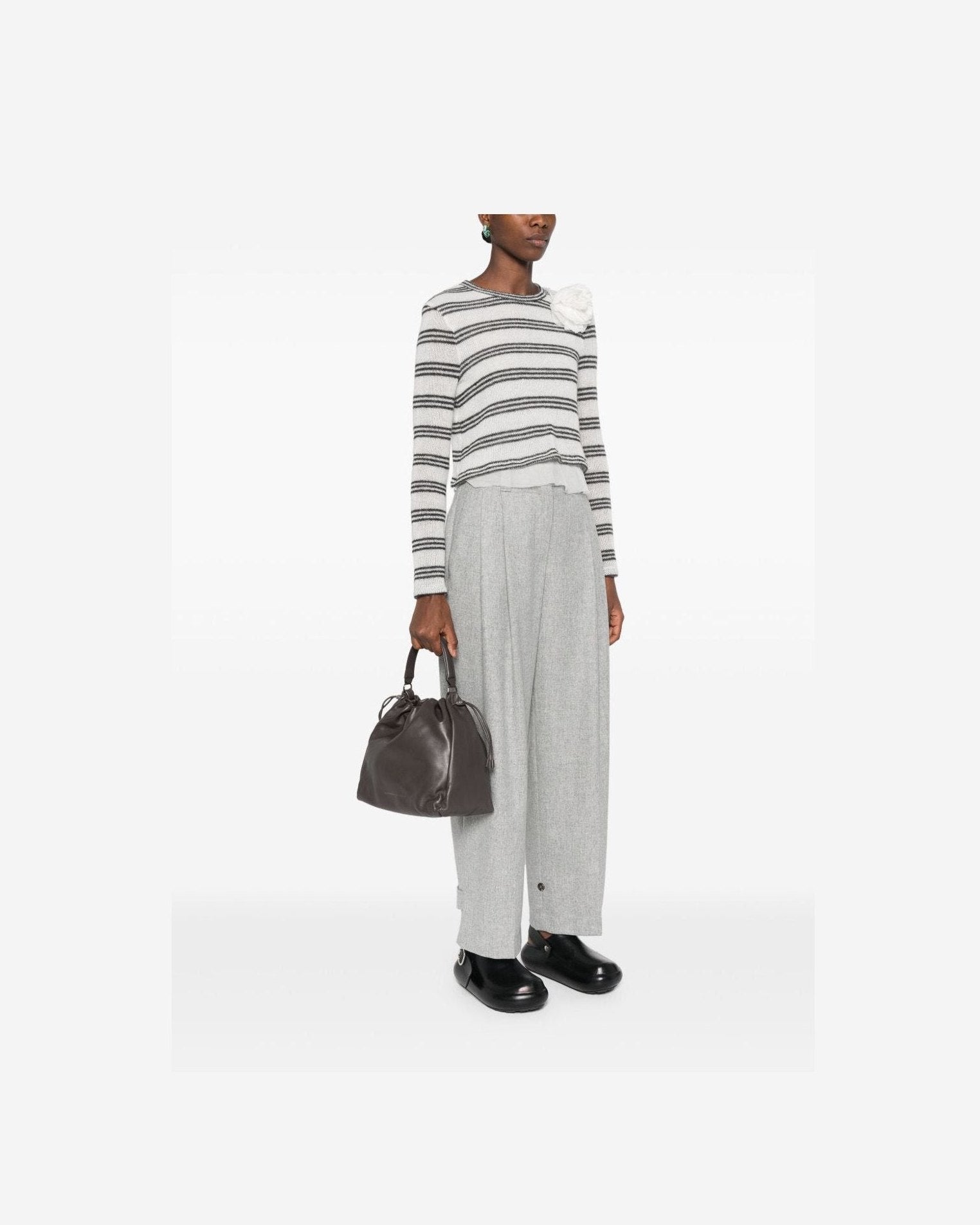 Brunello Cucinelli Leather Mellow Small Bucket Bag in Soft with Monili Glam Steals