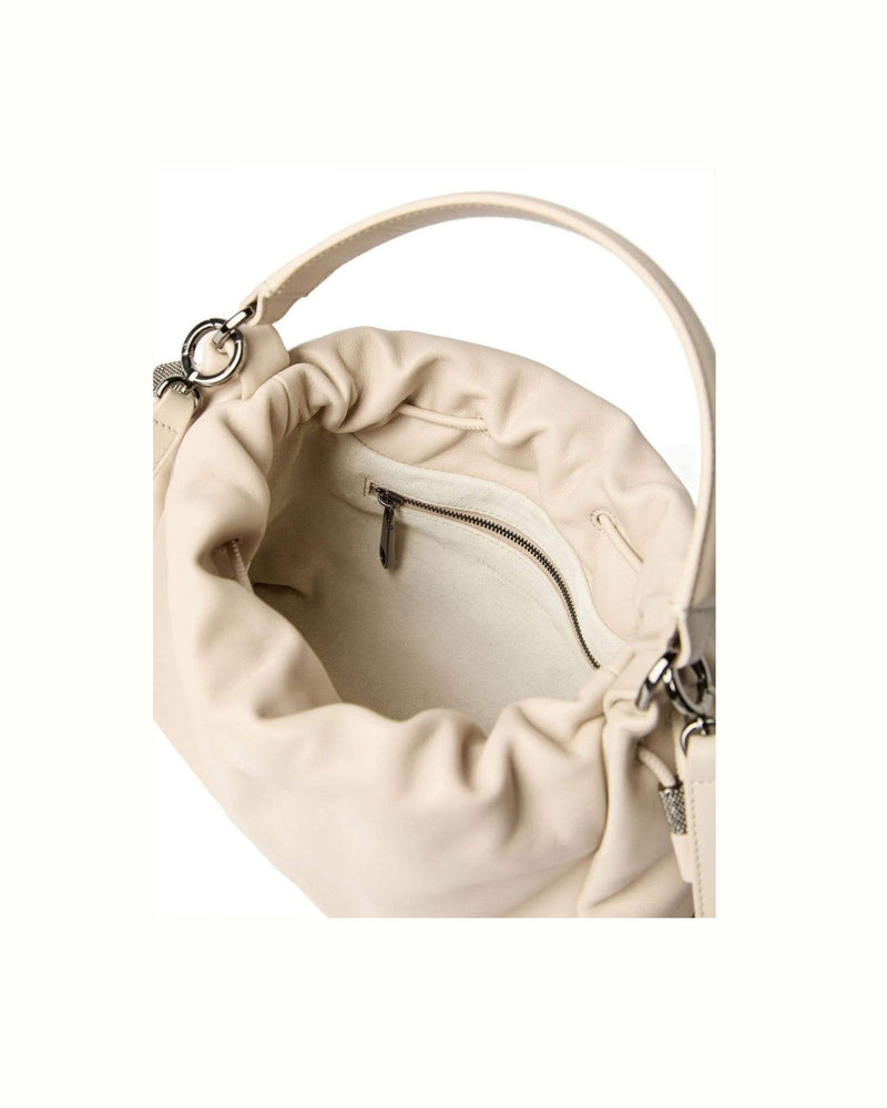 Brunello Cucinelli Leather Mellow Small Bucket Bag in Soft with Monili Glam Steals