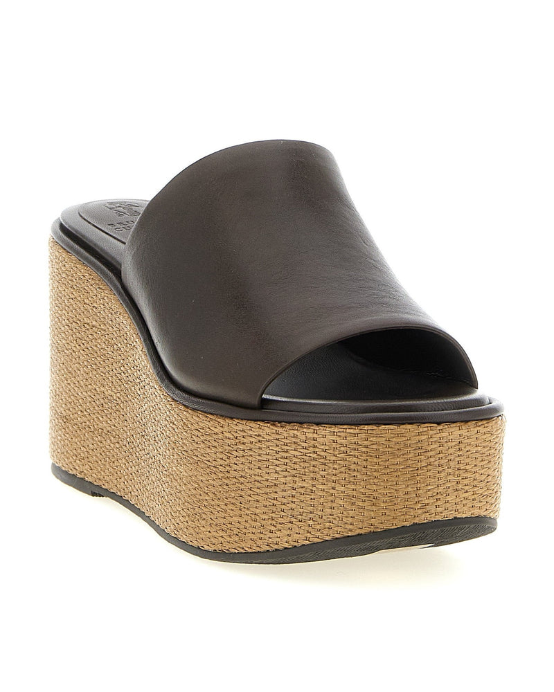 Brunello Cucinelli Leather Raffia Wedges Glam Steals