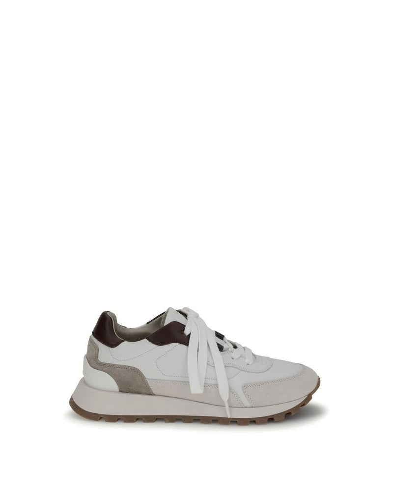 Brunello Cucinelli Leather Sneakers with Shiny Details Glam Steals