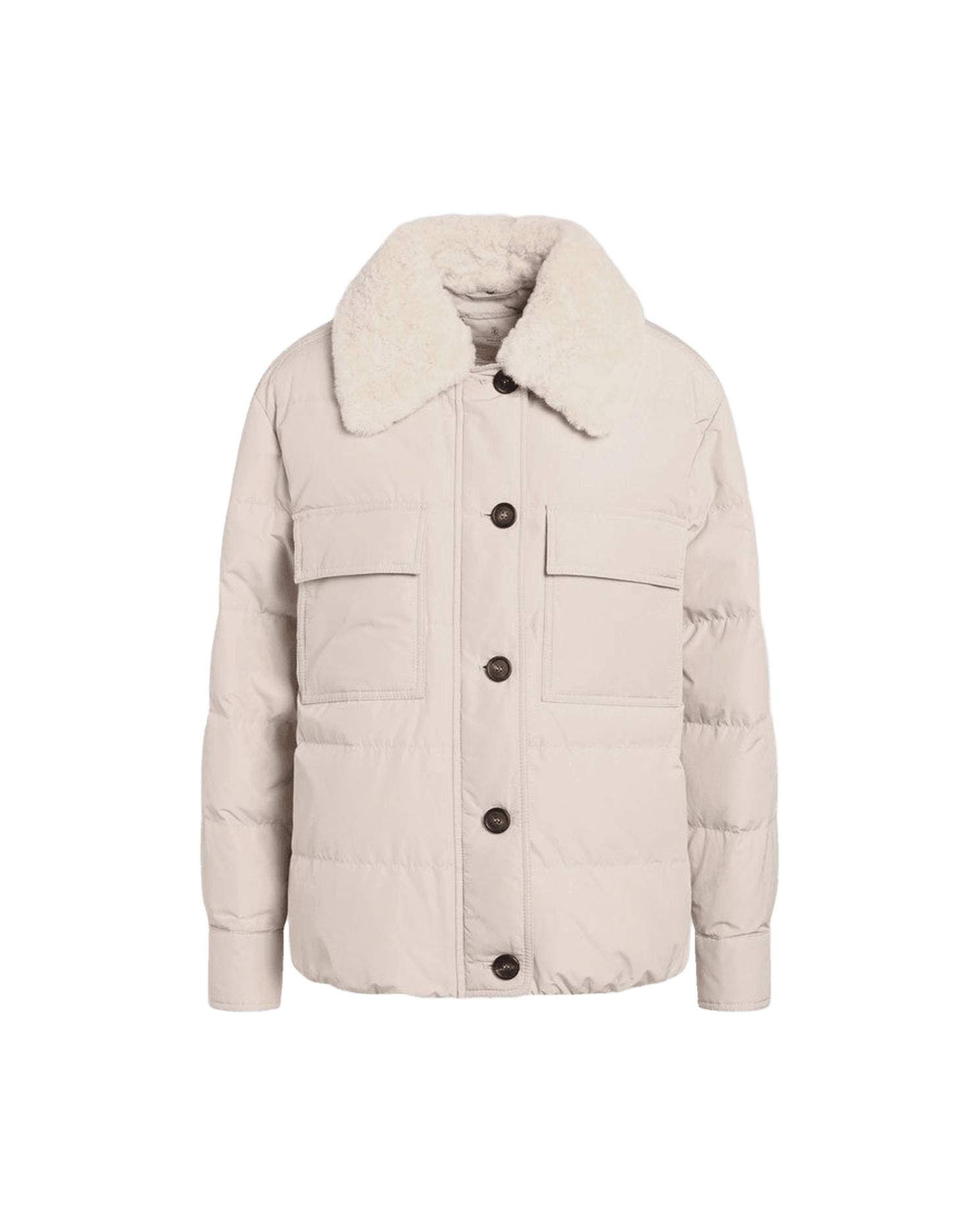 Brunello Cucinelli Light Gray Jacket With Fur Collar Glam Steals