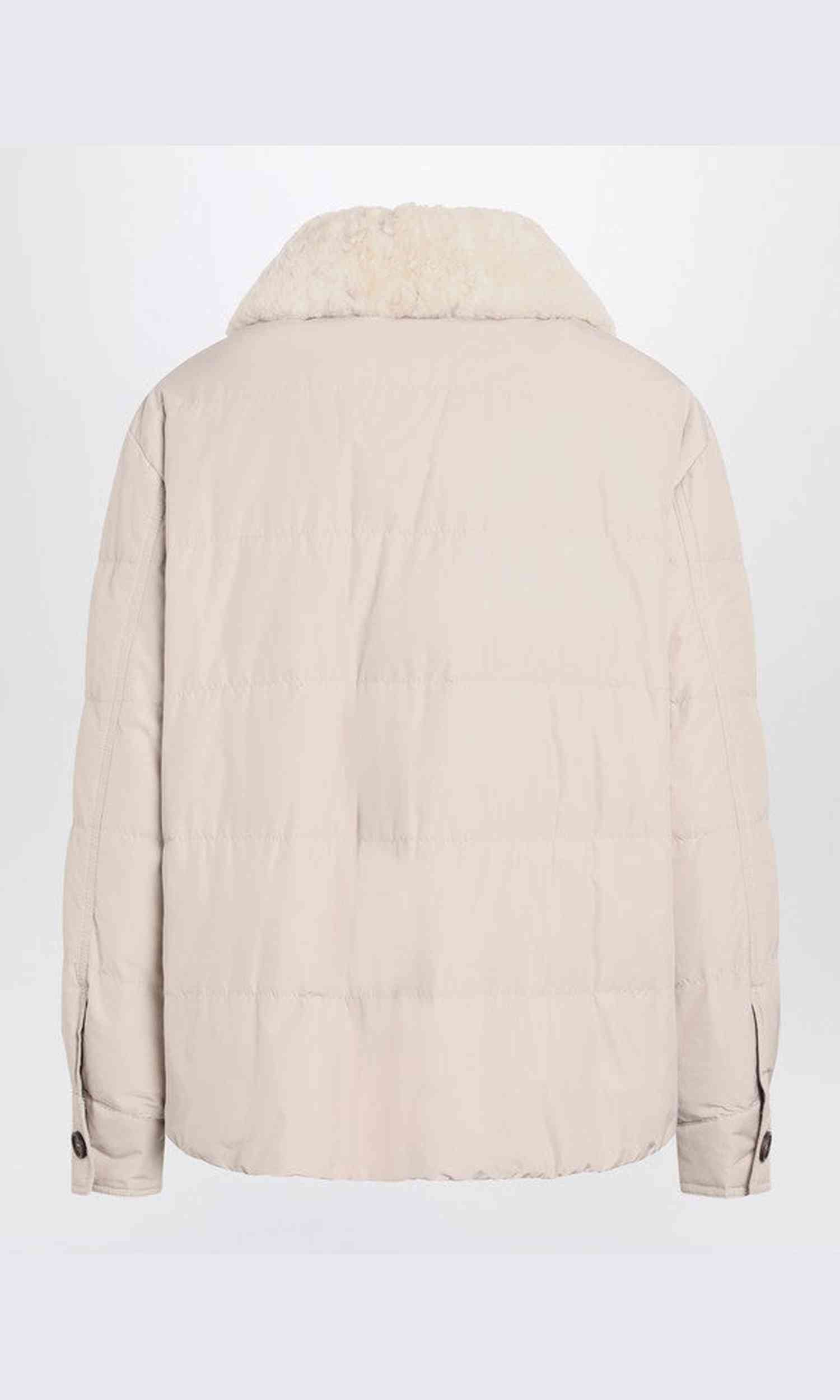 Brunello Cucinelli Light Gray Jacket with Fur Collar Glam Steals