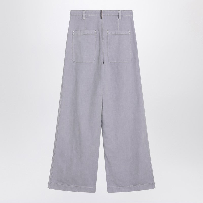 Brunello Cucinelli Linen Wide Lilac Trouser In Blend Glam Steals