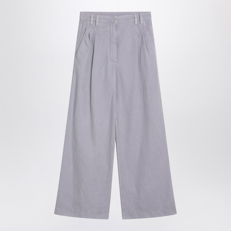 Brunello Cucinelli Linen Wide Lilac Trouser in Blend Glam Steals