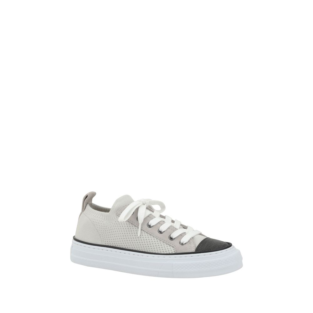 Brunello Cucinelli Mesh Cotton And Suede Sneakers Glam Steals