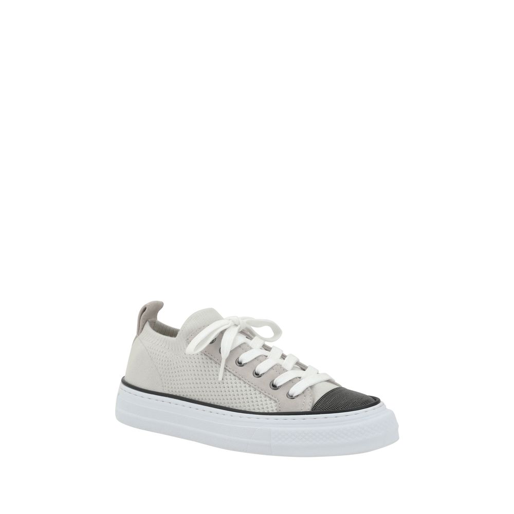 Brunello Cucinelli Mesh Cotton And Suede Sneakers Glam Steals