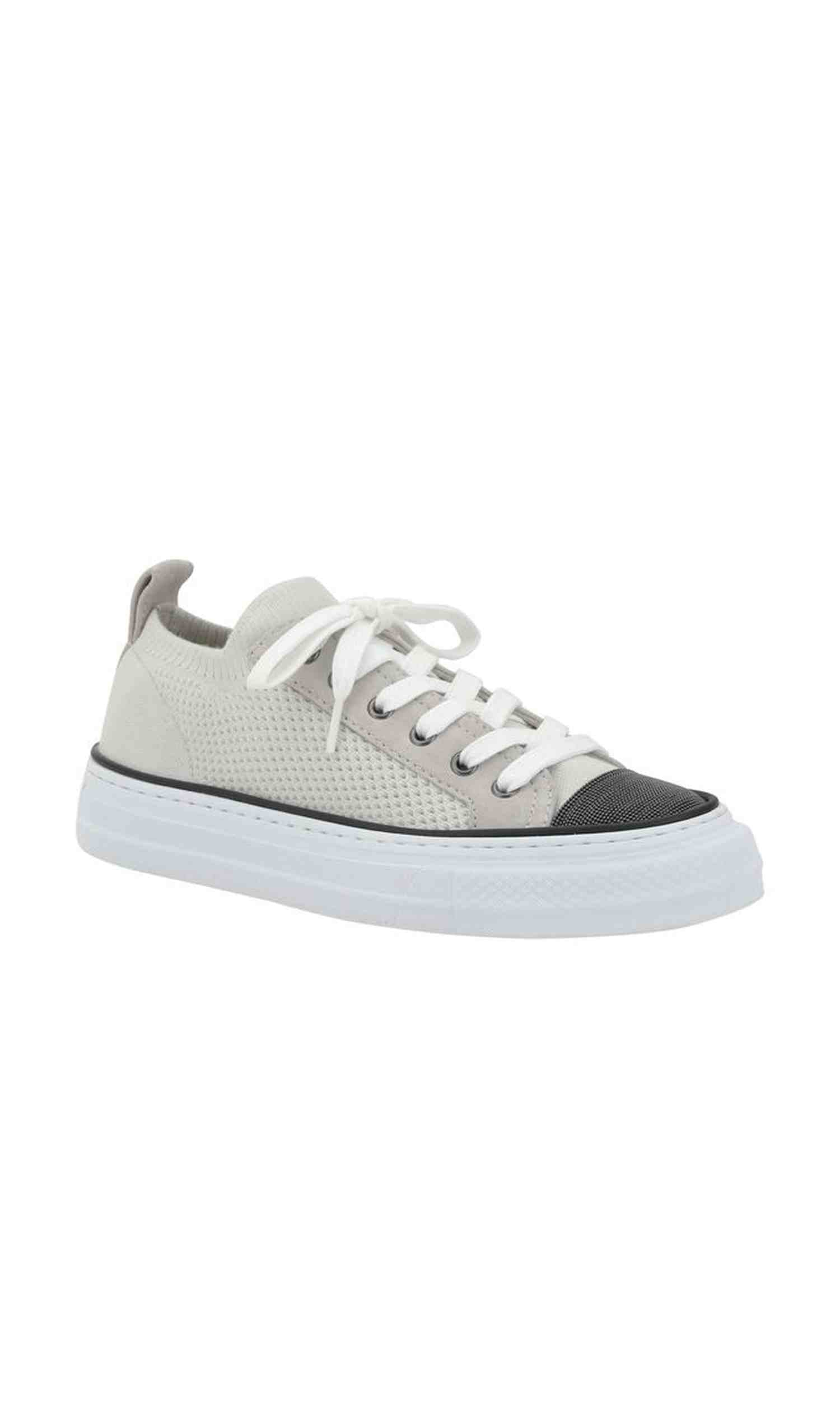 Brunello Cucinelli Mesh Cotton And Suede Sneakers Glam Steals
