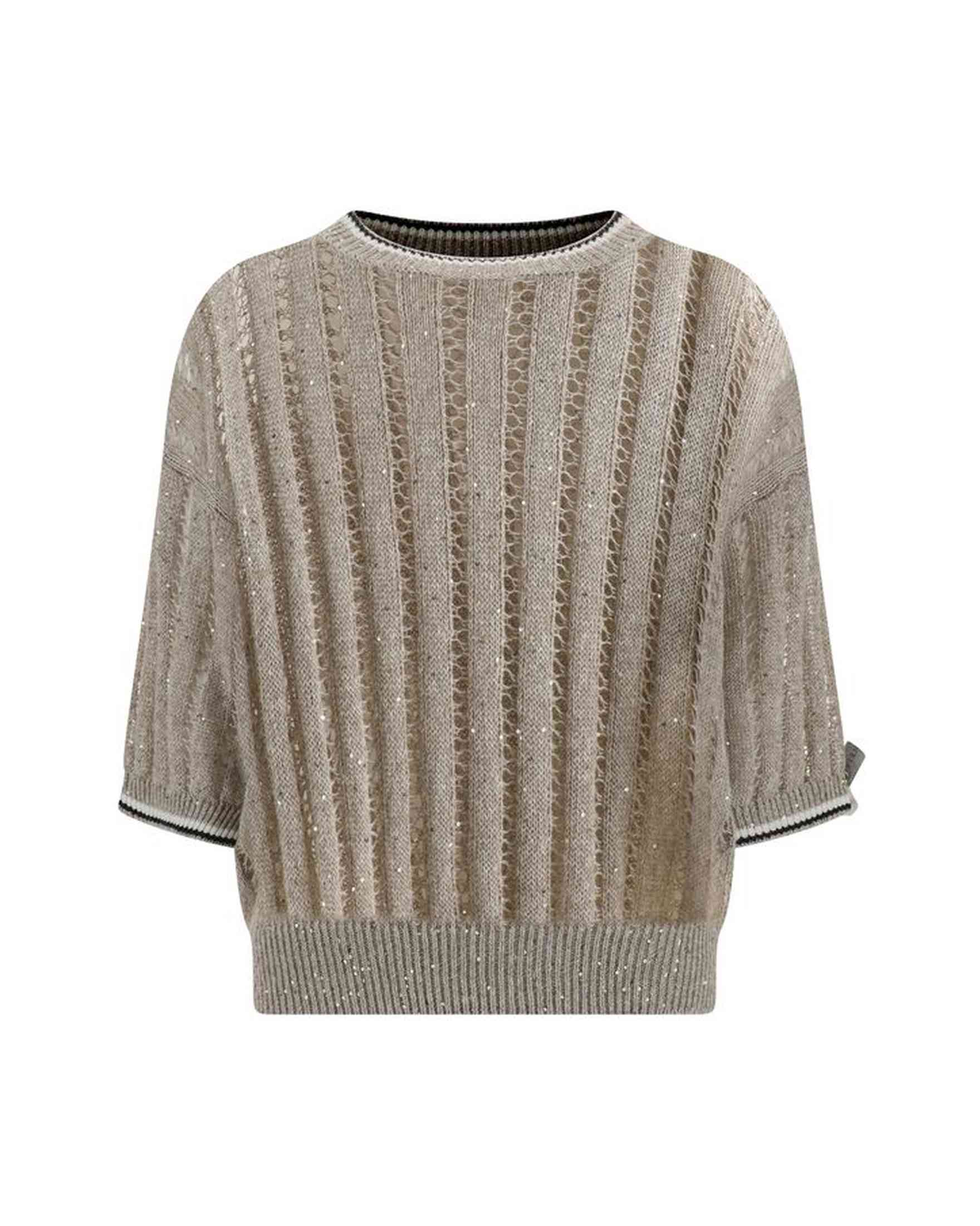 Brunello Cucinelli Openwork Knit Pattern Sweater With Sequins Glam Steals