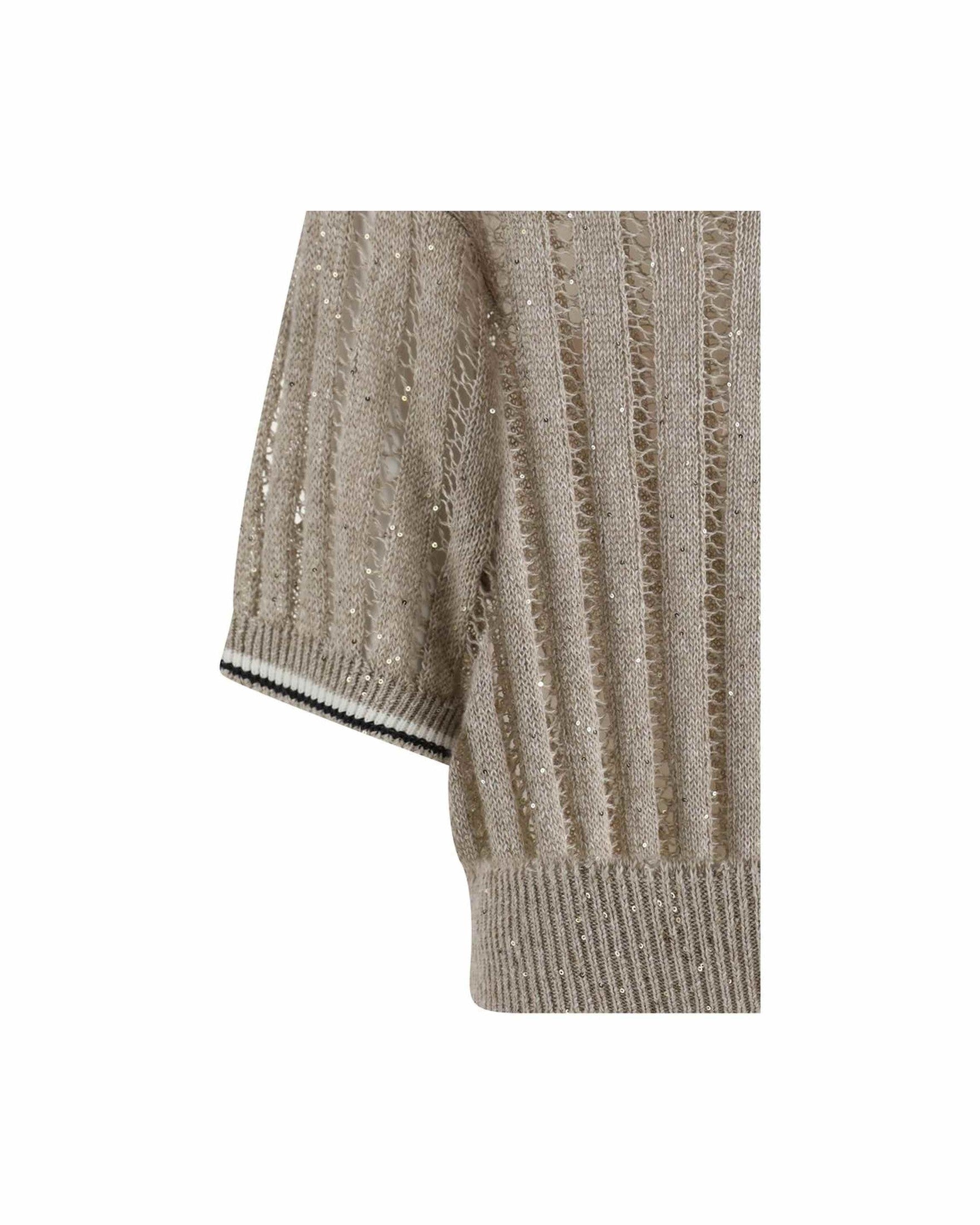 Brunello Cucinelli Openwork Knit Pattern Sweater With Sequins Glam Steals