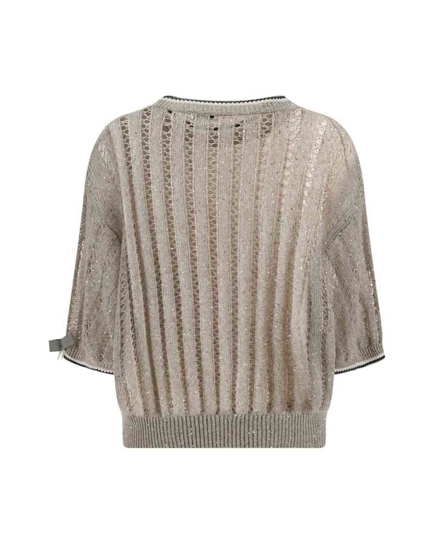 Brunello Cucinelli Openwork Knit Pattern Sweater With Sequins Glam Steals