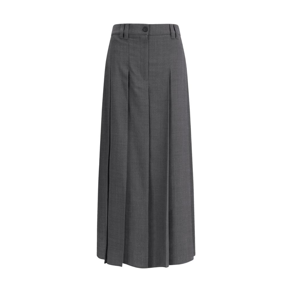 Brunello Cucinelli Pleated long Skirt in virgin wool techno gauze Glam Steals