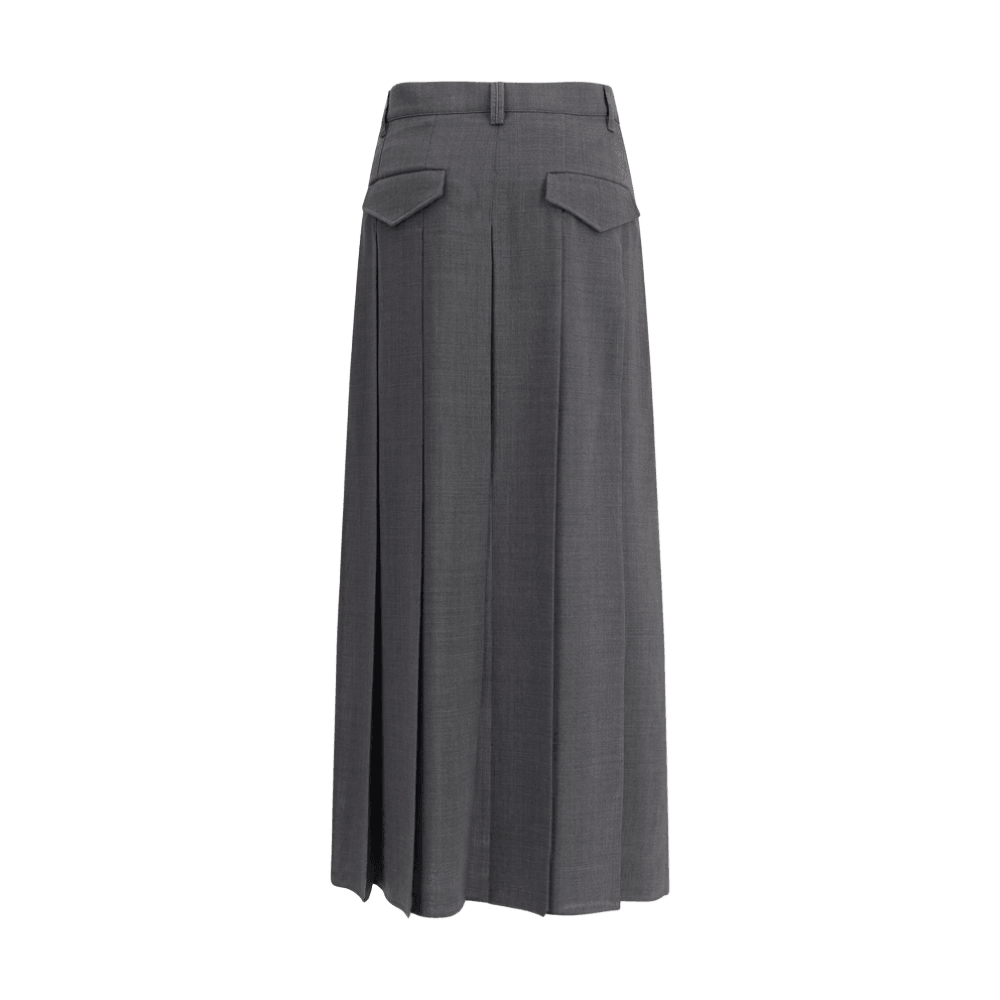 Brunello Cucinelli Pleated long Skirt in virgin wool techno gauze Glam Steals