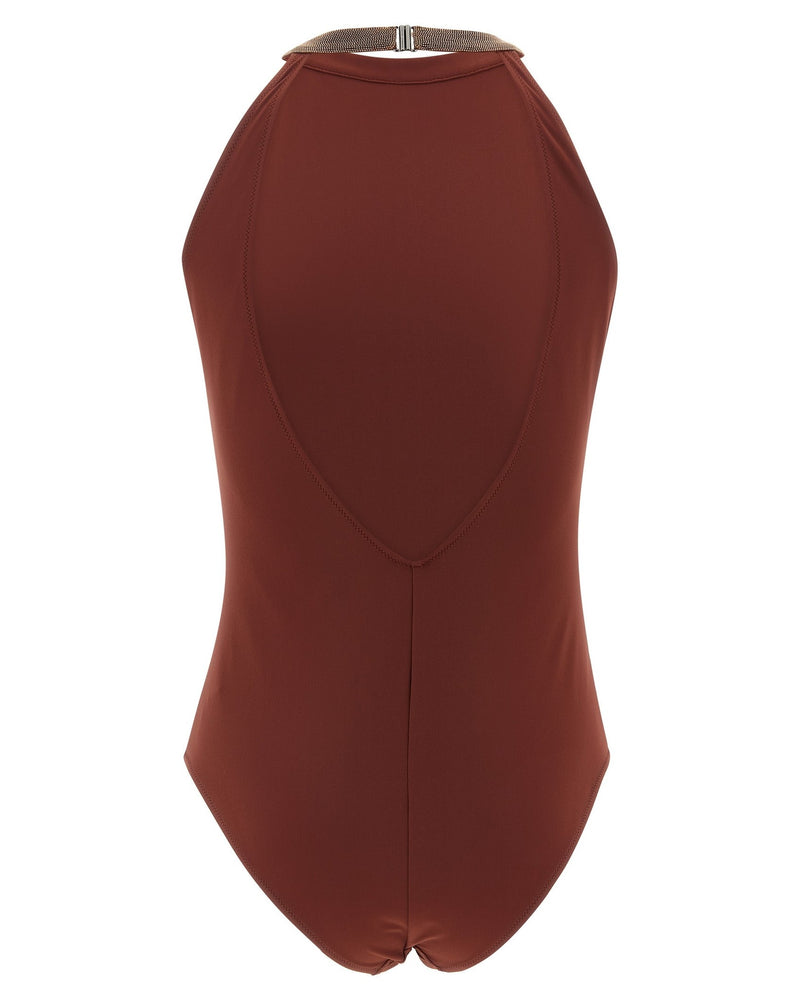 Brunello Cucinelli Precious Collar Swimsuit Glam Steals