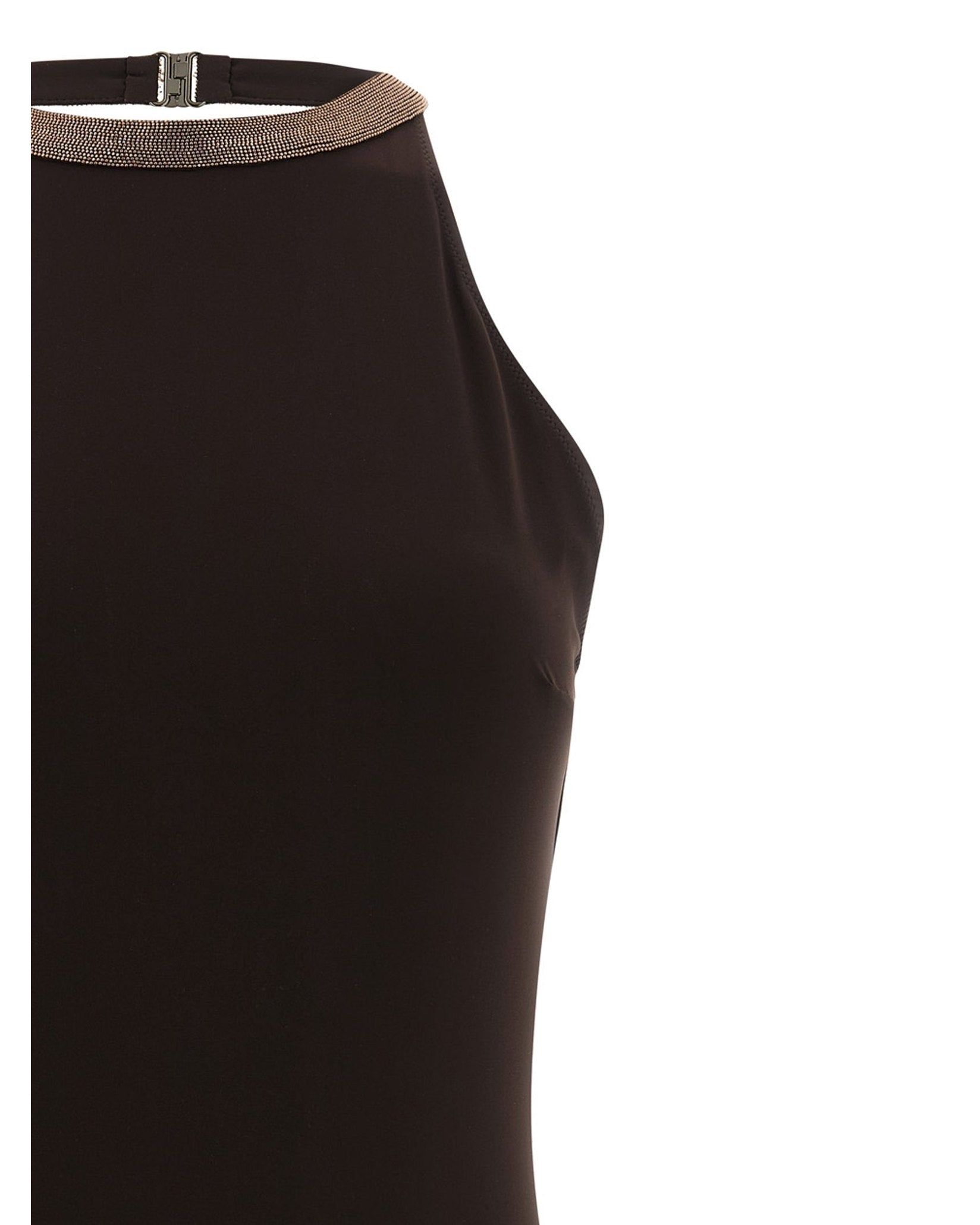 Brunello Cucinelli Precious Collar One Piece Swimsuit Glam Steals