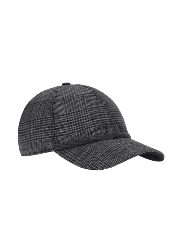 Brunello Cucinelli Prince Of Wales Fabric Baseball Hat with Shiny Band Glam Steals