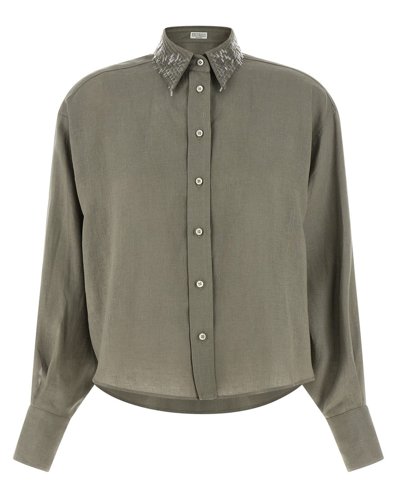 Brunello Cucinelli Sequin Collar Shirt Glam Steals