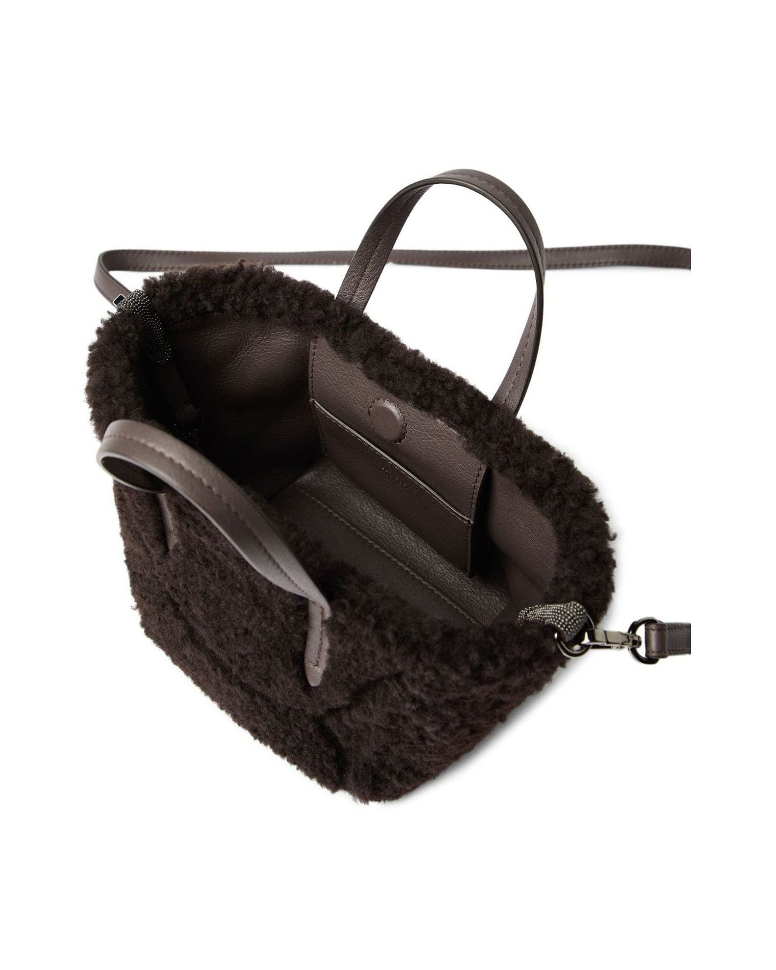 Brunello Cucinelli Shearling Bc Duo Mini Bag in Curly with Monili Glam Steals