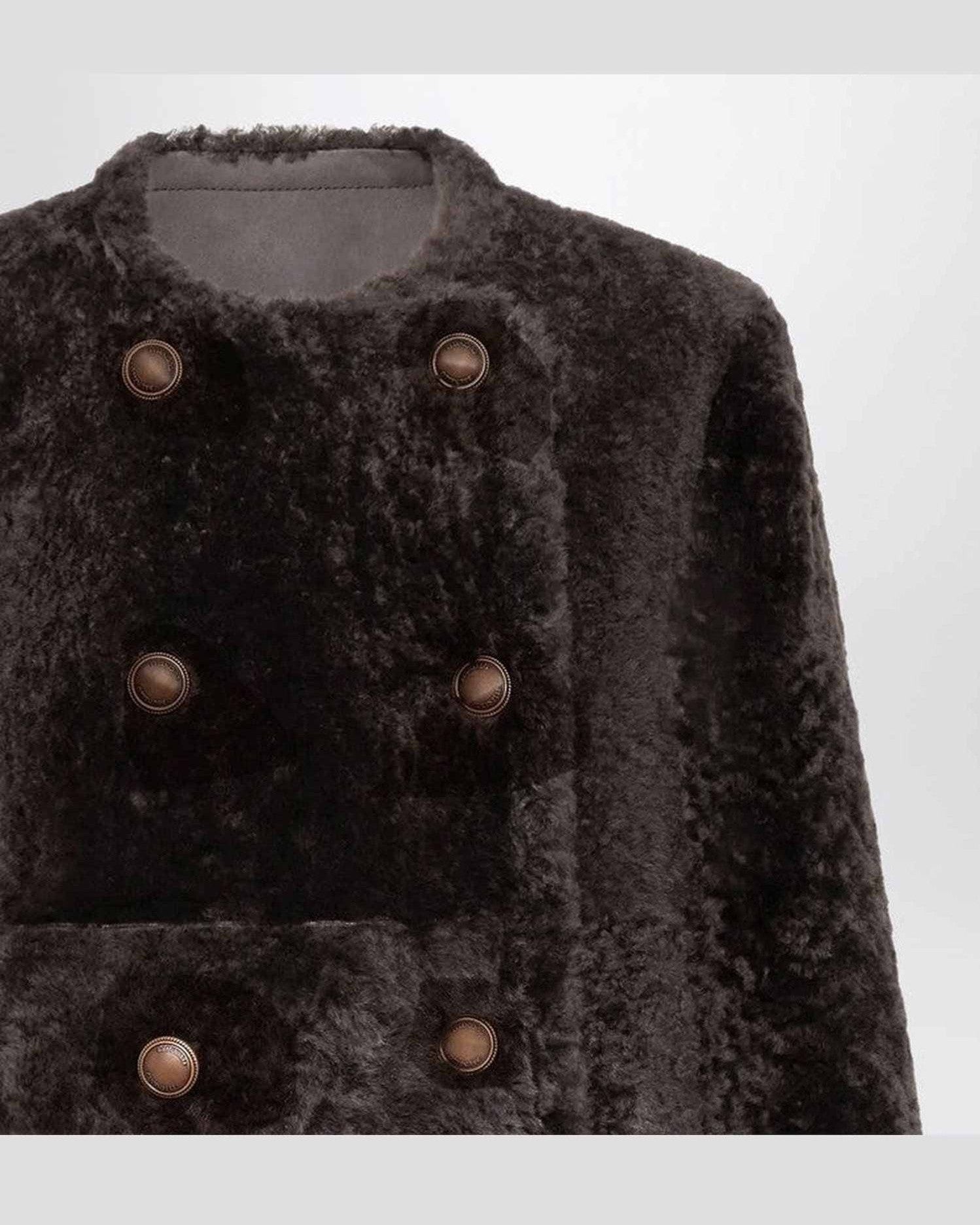 Brunello Cucinelli Shearling Reversible Cropped Fuzzy Jacket Glam Steals