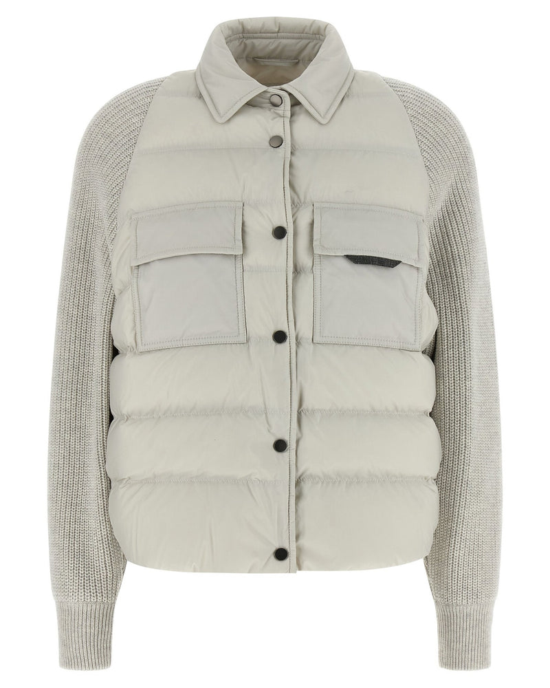 Brunello Cucinelli Shiny Flap Detail Down Jacket Glam Steals