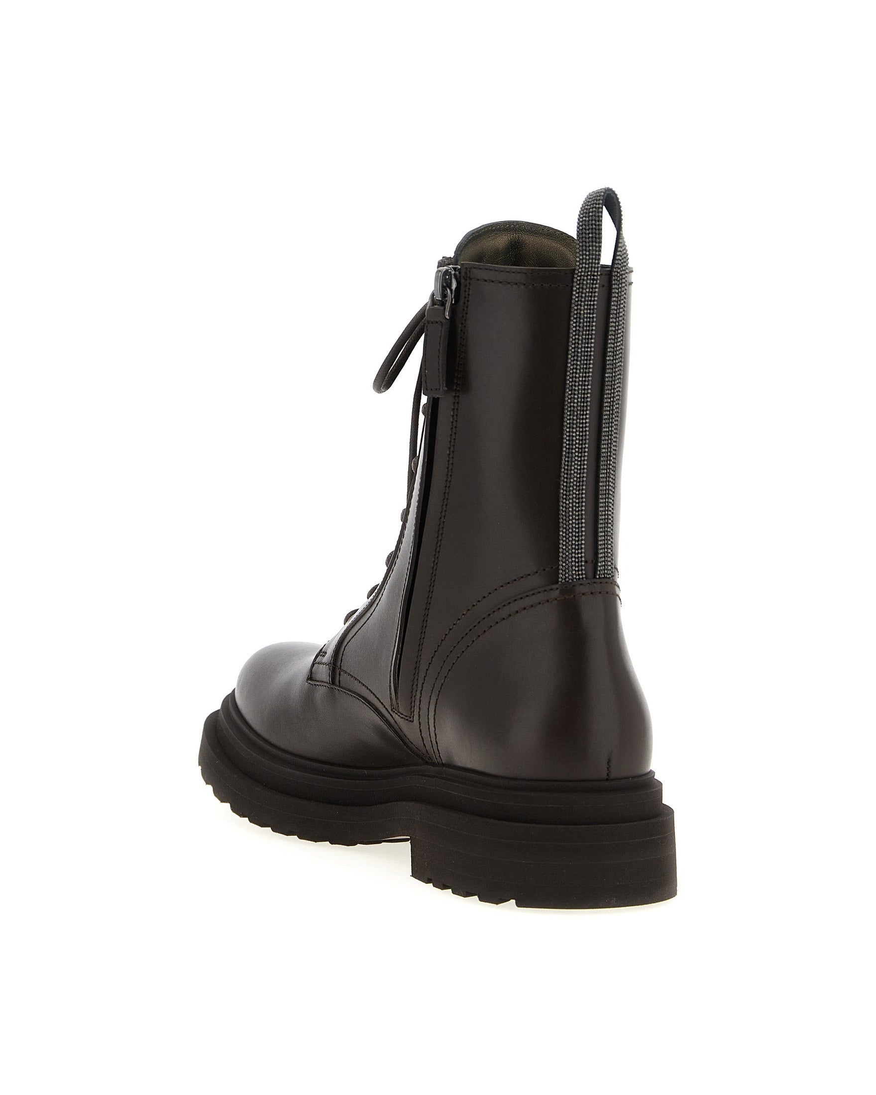 Brunello Cucinelli Shiny Loop Detail Combat Boots Glam Steals