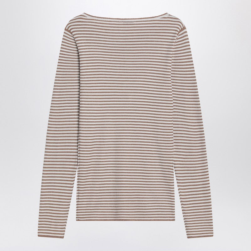 Brunello Cucinelli Silk Sparkling Striped Sweater in Cashmere Glam Steals