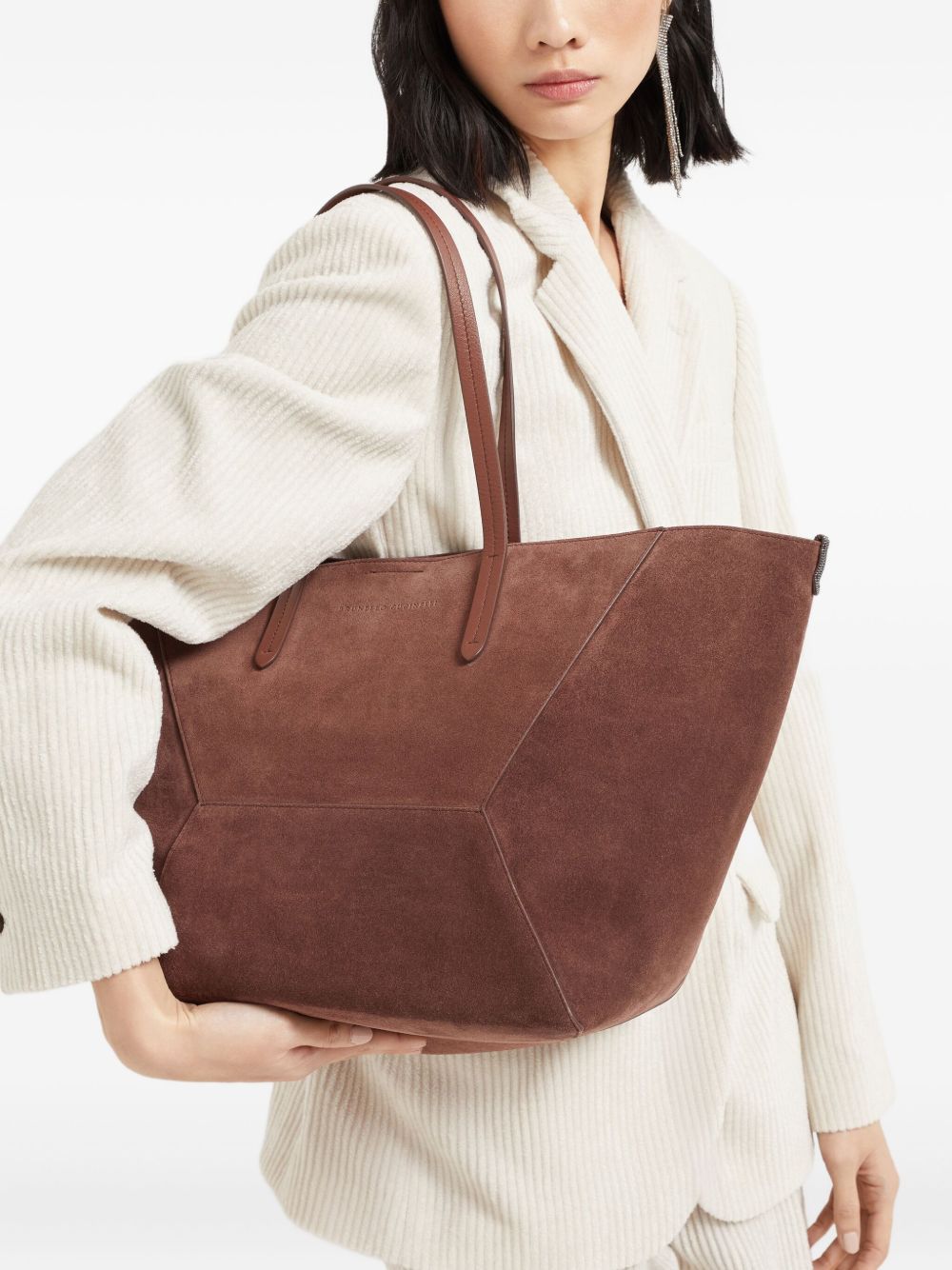 Brunello Cucinelli Suede Bc Duo Bag in with Monili Glam Steals