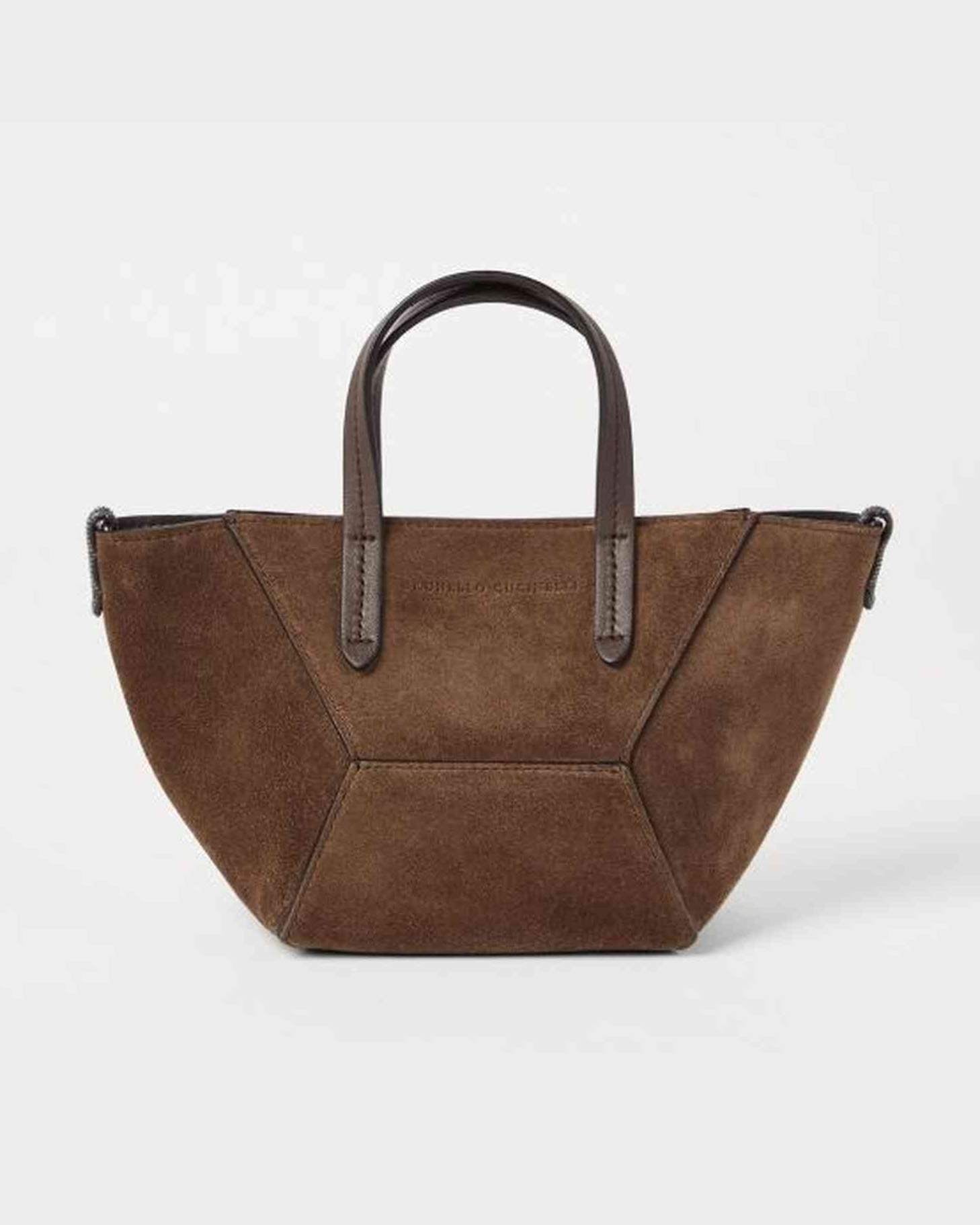 Brunello Cucinelli Suede Duo Mini Bag in with Monili Glam Steals
