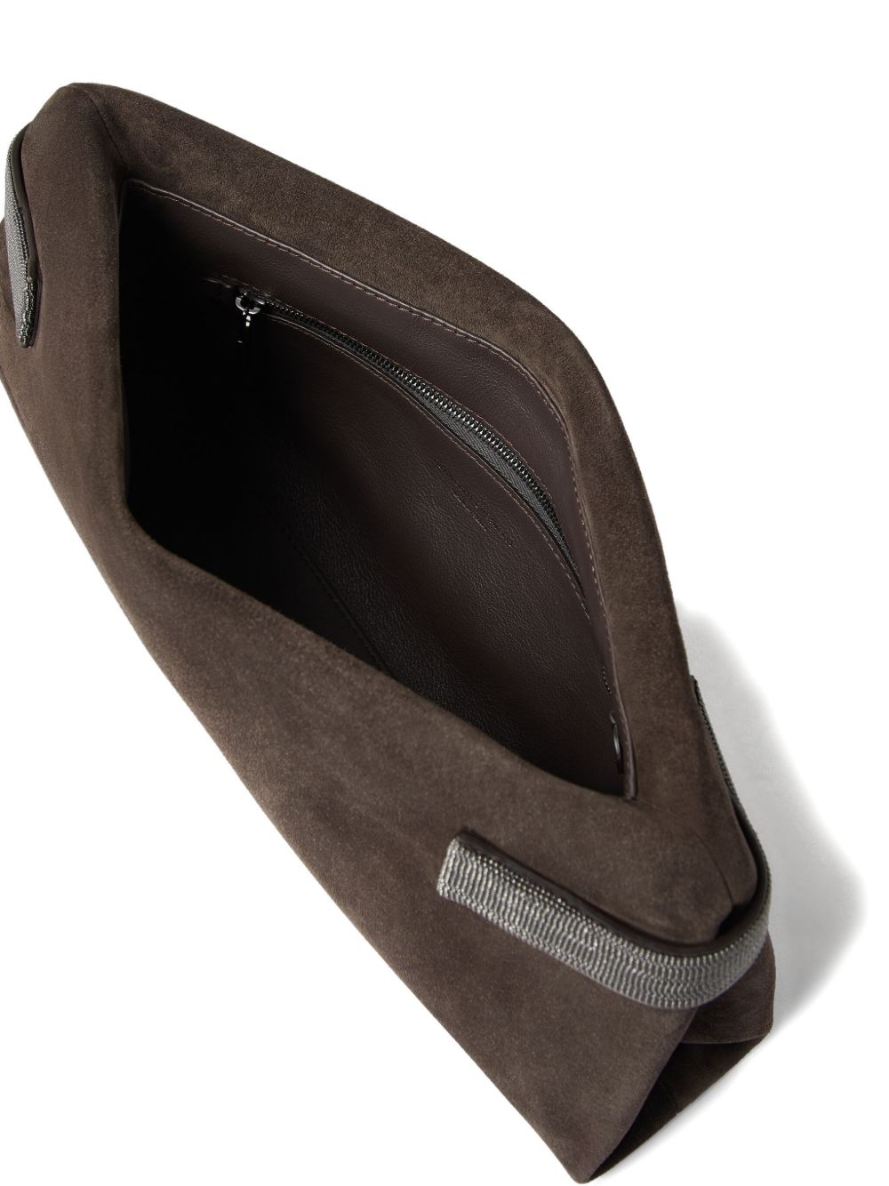 Brunello Cucinelli Suede Essence Pouch Bag in with Precious Bands Glam Steals
