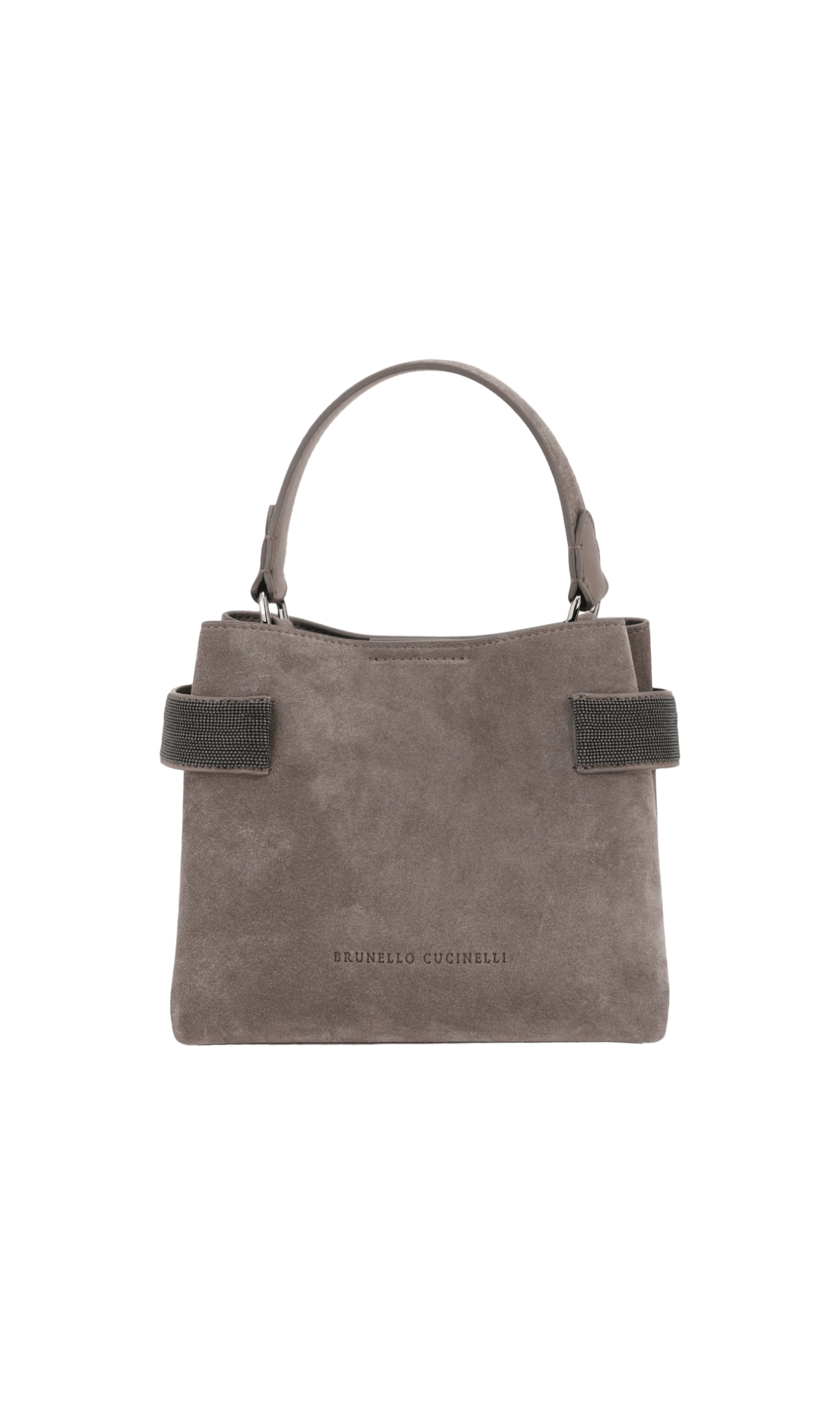 Brunello Cucinelli Suede Essence Small Top Handle Bag with Precious Bands Glam Steals