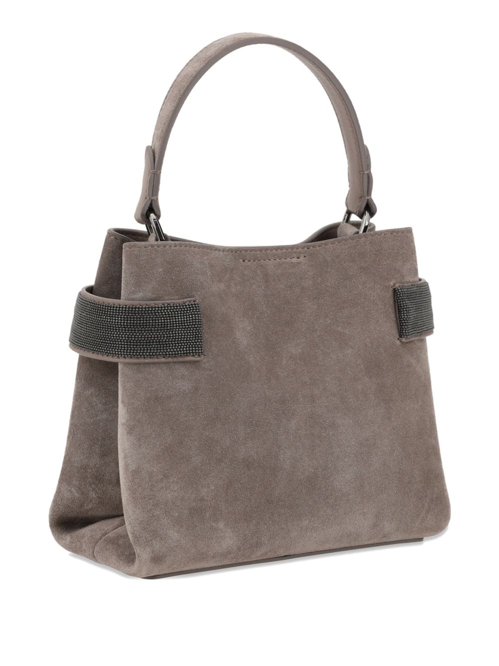 Brunello Cucinelli Suede Essence Small Top Handle Bag with Precious Bands Glam Steals